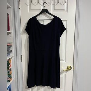 LOFT Plus Navy Bow Back Flare Dress